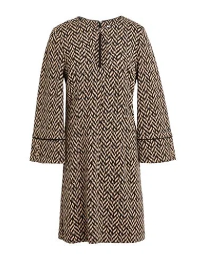 Simona Corsellini Woman Mini Dress Sand Size 12 Polyester, Viscose, Elastane In Brown