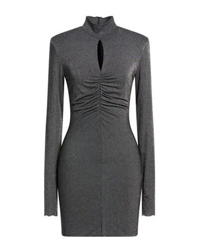 Simona Corsellini Woman Mini Dress Silver Size 8 Viscose, Polyamide, Metallic Fiber, Elastane In Gray