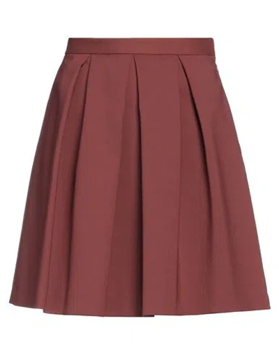 Simona Corsellini Woman Mini Skirt Brown Size 4 Cotton, Polyamide, Elastane