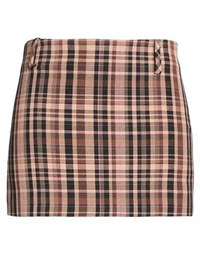 Simona Corsellini Woman Mini Skirt Light Brown Size 8 Polyester, Viscose, Elastane