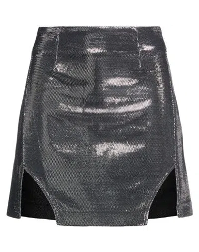 Simona Corsellini Woman Mini Skirt Silver Size 4 Polyester, Elastane