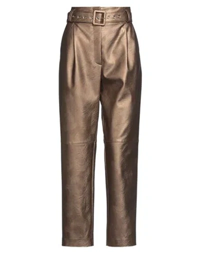 Simona Corsellini Woman Pants Bronze Size 8 Polyurethane, Viscose In Yellow