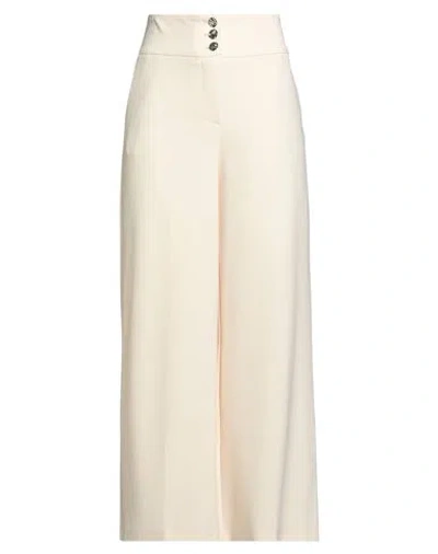 Simona Corsellini Woman Pants Cream Size 8 Polyester, Elastane