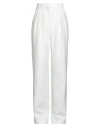 Simona Corsellini Woman Pants Ivory Size 4 Polyester, Virgin Wool, Elastane