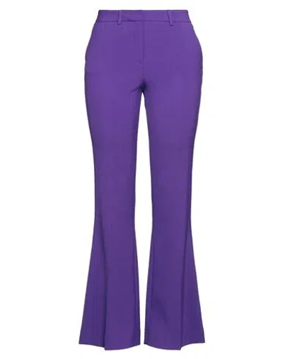 Simona Corsellini Woman Pants Purple Size 10 Polyester, Viscose, Cotton, Elastane In Purple
