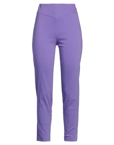 Simona Corsellini Woman Pants Purple Size 8 Polyester, Elastane