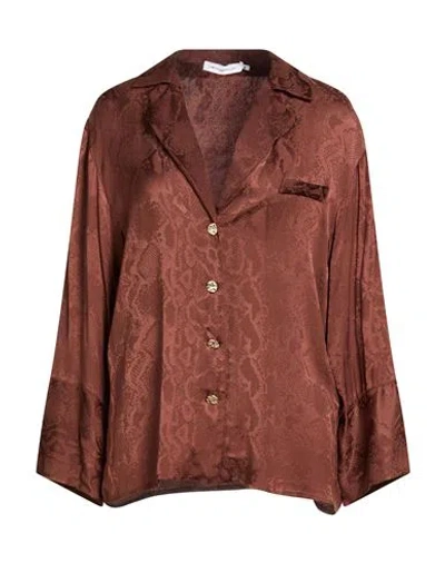 Simona Corsellini Woman Shirt Brown Size 10 Viscose