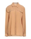 Simona Corsellini Woman Shirt Camel Size 10 Silk In Brown