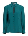 Simona Corsellini Woman Shirt Emerald Green Size 2 Acetate, Silk