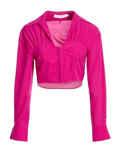 Simona Corsellini Woman Shirt Fuchsia Size 6 Polyester, Elastane In Pink