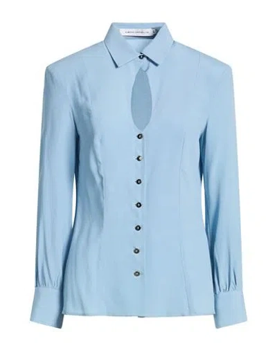Simona Corsellini Woman Shirt Pastel Blue Size 4 Acetate, Silk