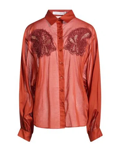 Simona Corsellini Woman Shirt Rust Size 10 Cotton In Orange