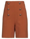 Simona Corsellini Woman Shorts & Bermuda Shorts Tan Size 4 Polyester, Viscose, Cotton, Elastane In Brown
