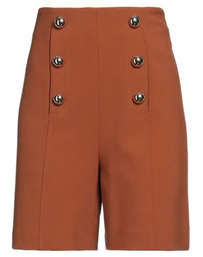 Simona Corsellini Woman Shorts & Bermuda Shorts Tan Size 4 Polyester, Viscose, Cotton, Elastane In Brown