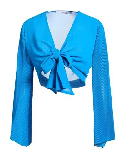 Simona Corsellini Woman Shrug Azure Size 4 Polyester In Blue