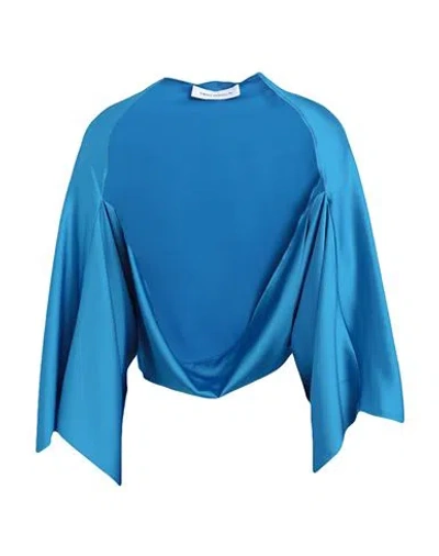 Simona Corsellini Woman Shrug Azure Size Onesize Polyester In Blue