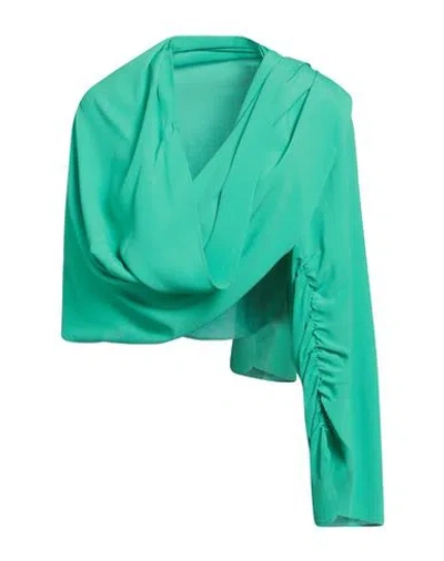 Simona Corsellini Woman Shrug Green Size Onesize Acetate, Silk