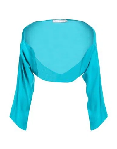 Simona Corsellini Woman Shrug Turquoise Size 8 Viscose In Blue