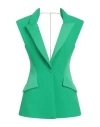 Simona Corsellini Woman Tailored Vest Green Size 6 Polyester In Green