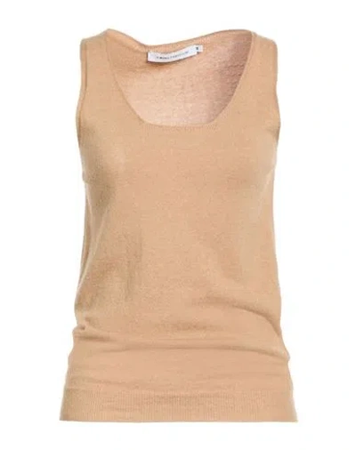 Simona Corsellini Woman Tank Top Camel Size M Polyamide, Wool, Viscose, Cashmere In Brown