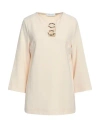 Simona Corsellini Woman Top Beige Size 10 Polyester, Elastane In Beige