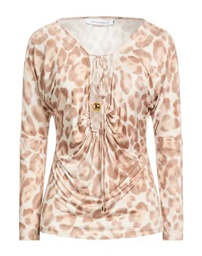 Simona Corsellini Woman Top Beige Size 8 Polyester, Elastane In Brown