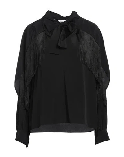 Simona Corsellini Woman Top Black Size 8 Acetate, Silk