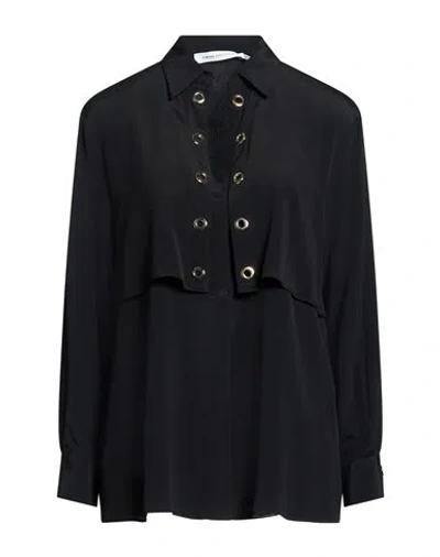 Simona Corsellini Woman Top Black Size 12 Acetate, Silk