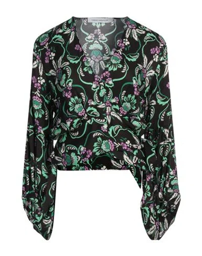 Simona Corsellini Woman Top Black Size 4 Viscose In Multi