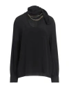 Simona Corsellini Woman Top Black Size 6 Acetate, Silk In Black