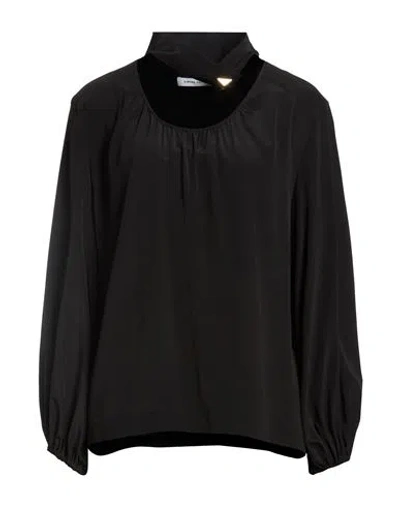 Simona Corsellini Woman Top Black Size 8 Acetate, Silk