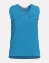 Simona Corsellini Woman Top Blue Size 8 Acetate, Silk