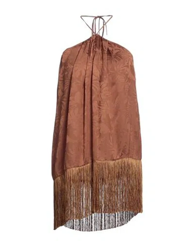 Simona Corsellini Woman Top Brown Size 10 Viscose