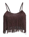 Simona Corsellini Cropped Fringed Knit Top In Brown