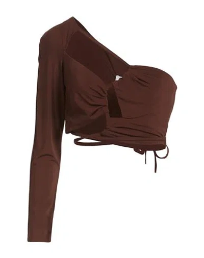 Simona Corsellini Woman Top Chocolate Brown Size 2 Chlorofiber, Elastane, Polyester