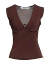 Simona Corsellini Woman Top Chocolate Brown Size 8 Viscose, Elastane In Red