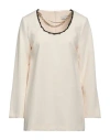 Simona Corsellini Woman Top Cream Size 6 Polyester, Elastane In White