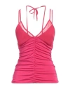 Simona Corsellini Woman Top Fuchsia Size 6 Chlorofiber, Elastane, Polyester In Pink