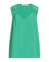 Simona Corsellini Woman Top Green Size 6 Acetate, Silk