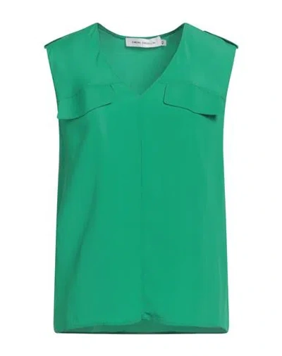 Simona Corsellini Woman Top Green Size 6 Acetate, Silk