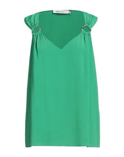 SIMONA CORSELLINI SIMONA CORSELLINI WOMAN TOP GREEN SIZE 6 ACETATE, SILK
