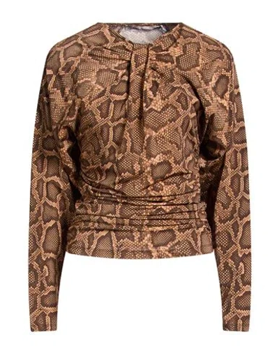 Simona Corsellini Woman Top Light Brown Size L Viscose, Elastane