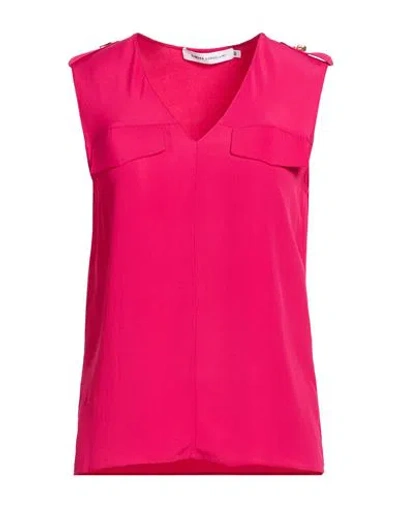 Simona Corsellini Woman Top Magenta Size 4 Acetate, Silk In Red
