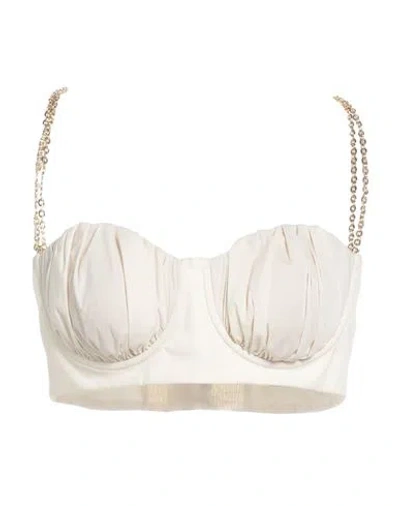 Simona Corsellini Woman Top Off White Size 12 Cotton, Polyamide, Elastane