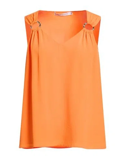 Simona Corsellini Woman Top Orange Size 4 Acetate, Silk