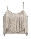Simona Corsellini Woman Top Platinum Size 12 Viscose, Polyamide, Metallic Fiber In Grey