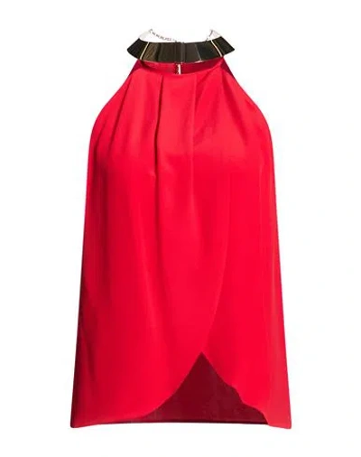 Simona Corsellini Woman Top Red Size 10 Acetate, Silk
