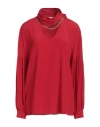 Simona Corsellini Woman Top Red Size 8 Acetate, Silk