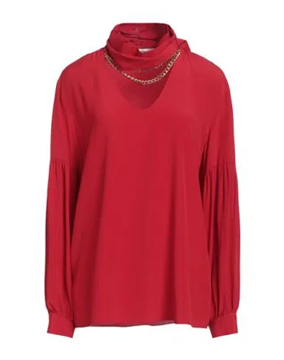 Simona Corsellini Woman Top Red Size 8 Acetate, Silk