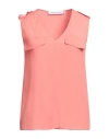 Simona Corsellini Woman Top Salmon Pink Size 6 Acetate, Silk